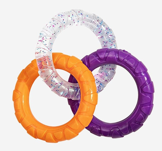 Interactive Dog Tug Ring Toy – Durable TRP Chew Rings (Set of 3)