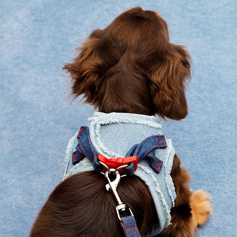 EcoPaw Denim Dog Harness & Leash Set – Stylish & Comfortable