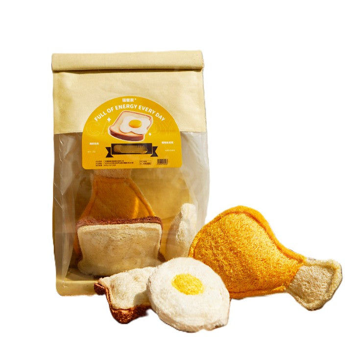 Cat Butler – Eco-Friendly Loofah Cat Toy Set (Breakfast Series)