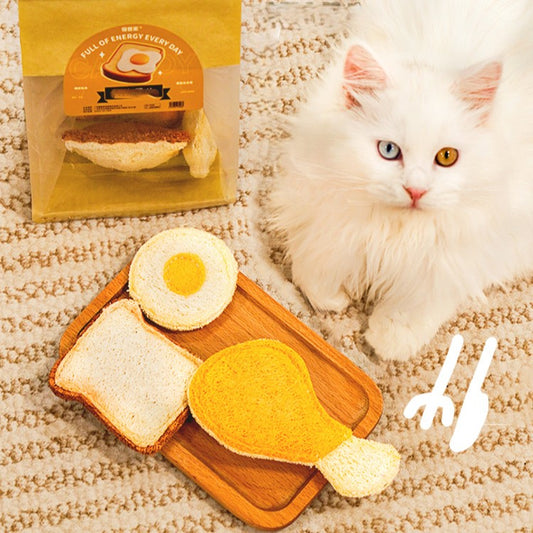 Cat Butler – Eco-Friendly Loofah Cat Toy Set (Breakfast Series)