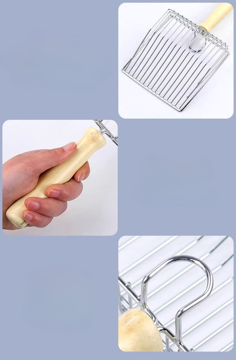 EcoPaw Metal Cat Litter Scoop with Wooden Handle