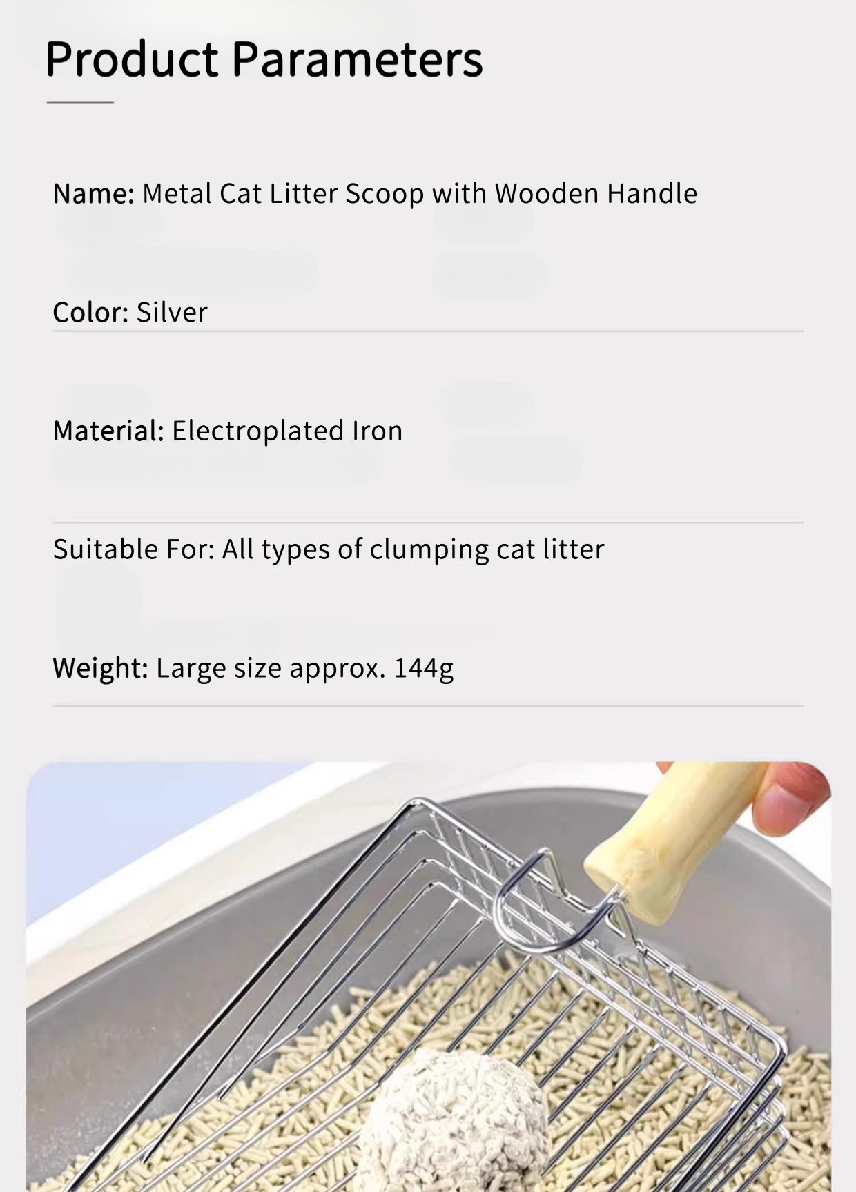EcoPaw Metal Cat Litter Scoop with Wooden Handle