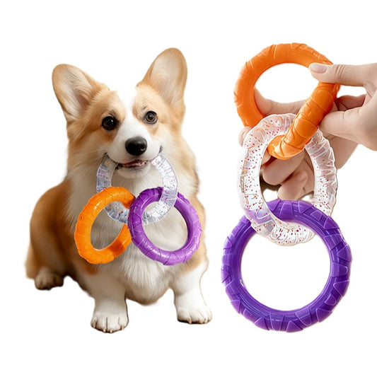 Interactive Dog Tug Ring Toy – Durable TRP Chew Rings (Set of 3)
