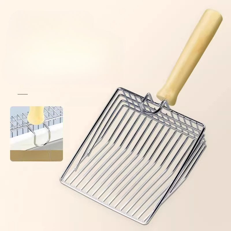 EcoPaw Metal Cat Litter Scoop with Wooden Handle