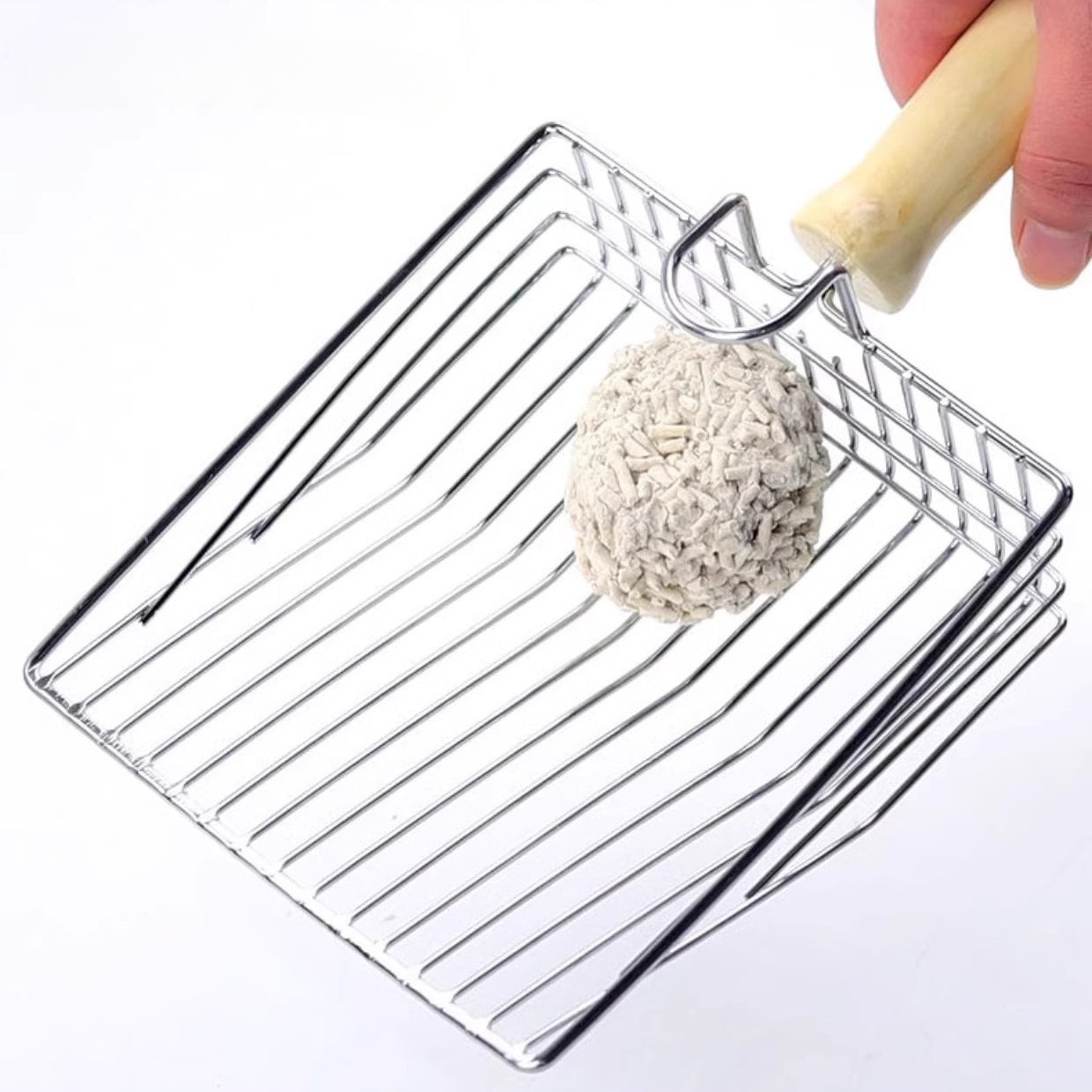 EcoPaw Metal Cat Litter Scoop with Wooden Handle