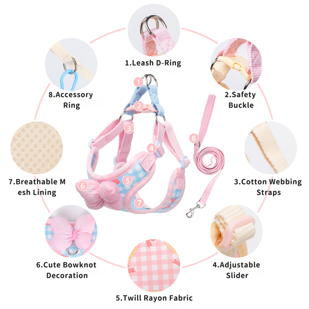 EcoPaw Sweet Bowknot Pet Harness & Leash Set