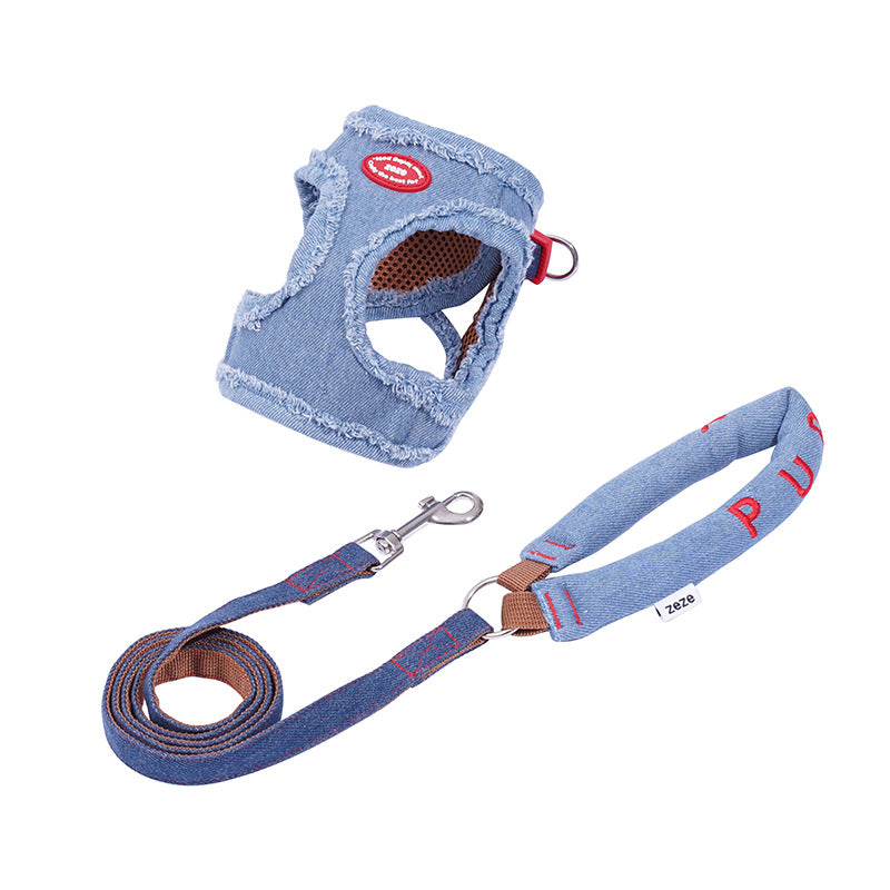 EcoPaw Denim Dog Harness & Leash Set – Stylish & Comfortable