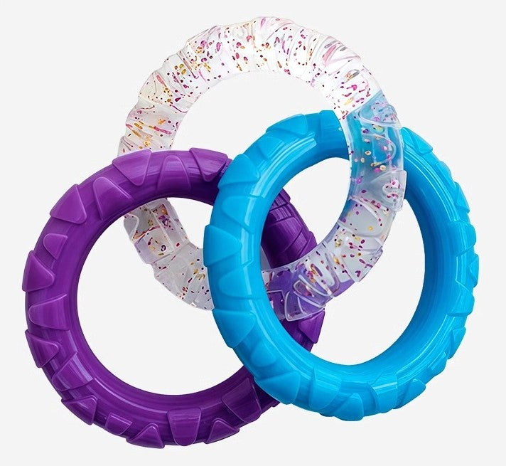 Interactive Dog Tug Ring Toy – Durable TRP Chew Rings (Set of 3)