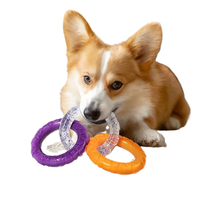 Interactive Dog Tug Ring Toy – Durable TRP Chew Rings (Set of 3)