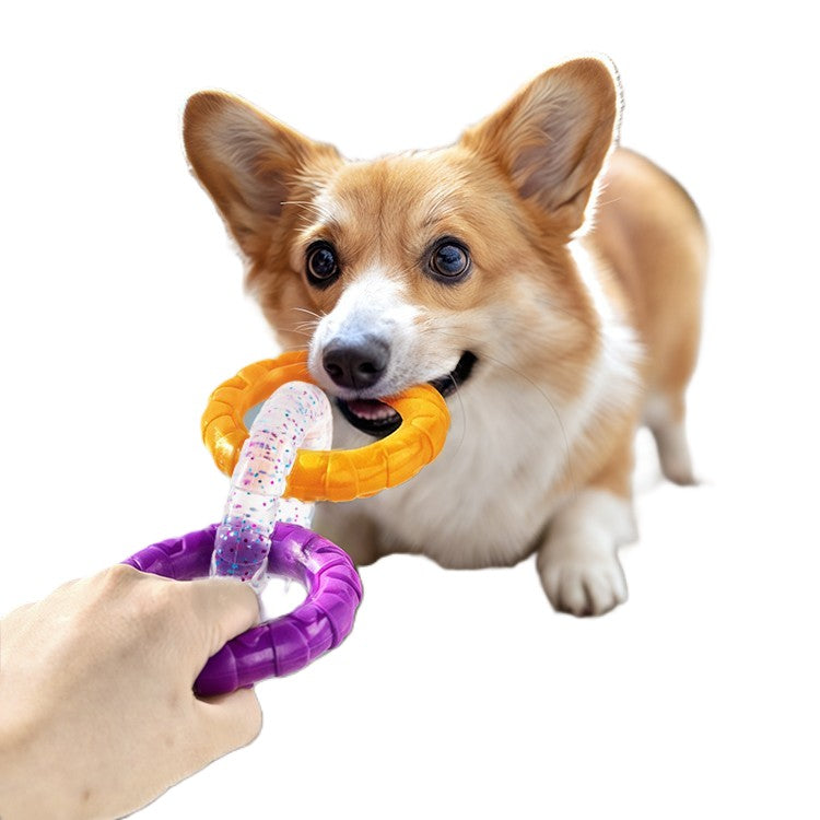 Interactive Dog Tug Ring Toy – Durable TRP Chew Rings (Set of 3)