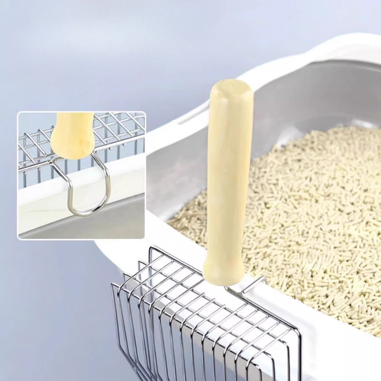 EcoPaw Metal Cat Litter Scoop with Wooden Handle