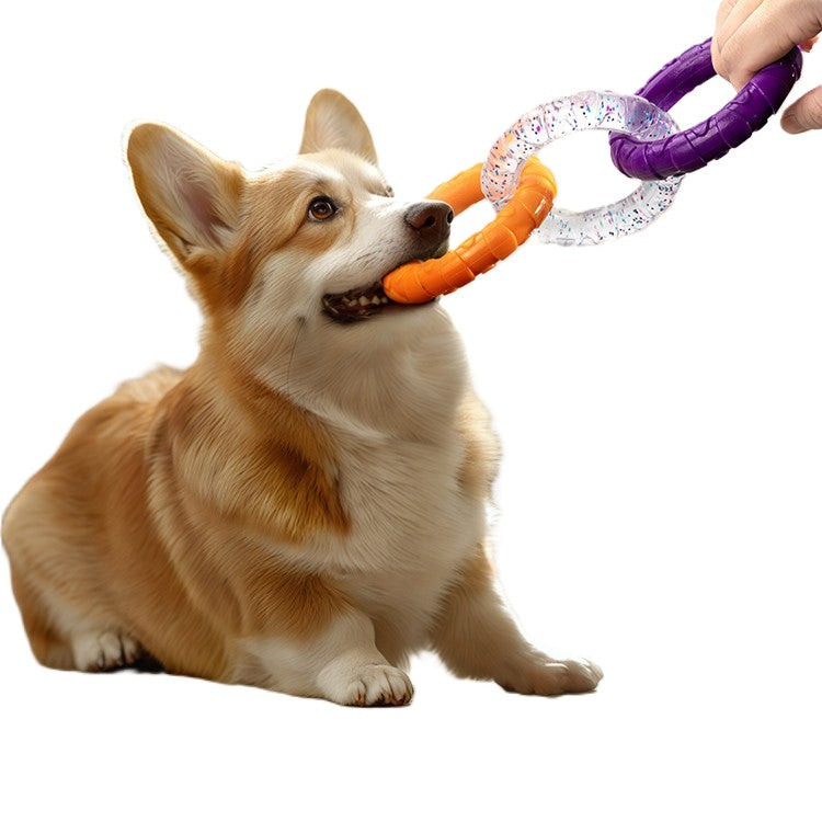 Interactive Dog Tug Ring Toy – Durable TRP Chew Rings (Set of 3)