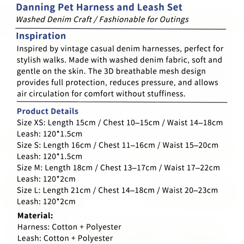 EcoPaw Denim Dog Harness & Leash Set – Stylish & Comfortable