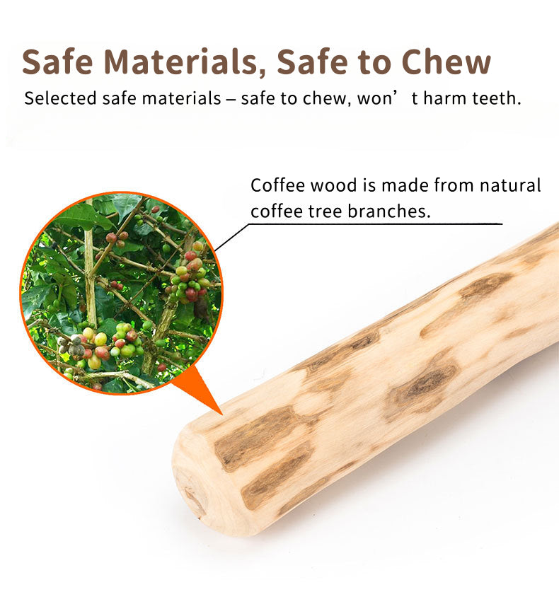 EcoPaw Natural Coffee Wood Chew Toy for Dogs
